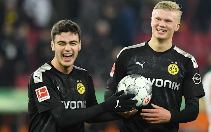 Dortmund's Giovanni Reyna and Erling Haaland